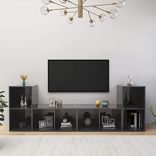 KTHLBRH TV-Schränke 4 STK. Hochglanz-Grau Konsolentisch mit Schubladen tv Regal lowboard tv Bank 72x35x36,5 cm Holzwerkstoff KTHLBRH TV-Schränke 4 STK. Hochglanz-Grau Konsolentisch mit Schubladen tv Regal lowboard tv Bank 72x35x36,5 cm Holzwerkstoff von KTHLBRH