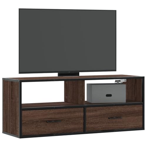 KTHLBRH TV-Schrank Braun Eiche Medienschrank Wohnzimmerschrank für Schlafzimmer Wohnzimmer 100x31x39,5 cm Holzwerkstoff und Metall von KTHLBRH