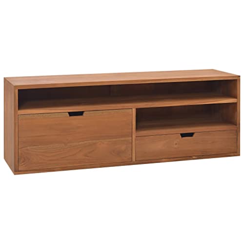 KTHLBRH TV-Schrank Fernsehtisch Sideboard hängend Konsolentisch mit Schubladen Fernseher Tisch 110x30x40 cm Teak Massivholz von KTHLBRH