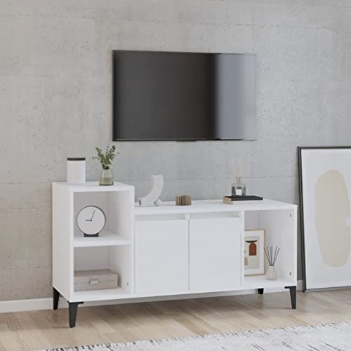 KTHLBRH TV-Schrank Hochglanz-Weiß Sideboard Wohnzimmer Konsolentisch mit Schubladen HiFi Rack tv unterschrank 100x35x55 cm Holzwerkstoff von KTHLBRH