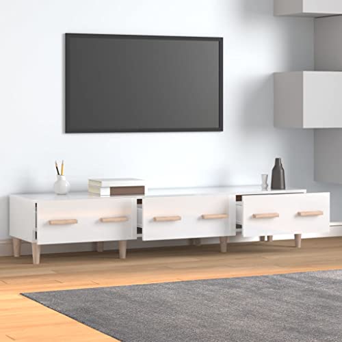 KTHLBRH TV-Schrank Hochglanz-Weiß Sideboard hängend kommode Sideboard tv HiFi Rack 150x34,5x30 cm Holzwerkstoff von KTHLBRH