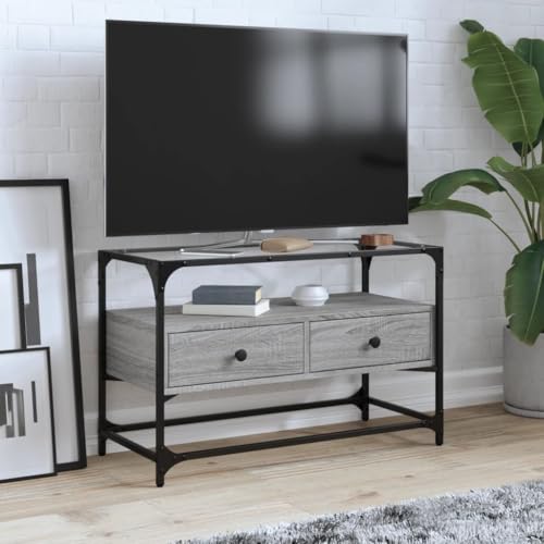 KTHLBRH TV-Schrank mit Glasplatte Grau Sonoma Multifunktionaler TV-Ständer TV Möbel für Wohnzimmer Empfangsraum 80x35x51 cm Holzwerkstoff KTHLBRH TV-Schrank mit Glasplatte Grau Sonoma Multifunktionaler TV-Ständer TV Möbel für Wohnzimmer Empfangsraum 80x35x51 cm Holzwerkstoff von KTHLBRH
