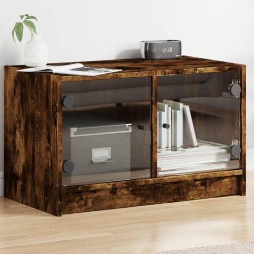 KTHLBRH TV-Schrank mit Glastüren Räuchereiche kommode Fernseher kommode Sideboard tv lowboard 68x37x42 cm KTHLBRH TV-Schrank mit Glastüren Räuchereiche kommode Fernseher kommode Sideboard tv lowboard 68x37x42 cm von KTHLBRH