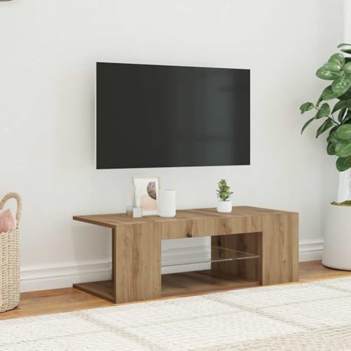 KTHLBRH TV-Schrank mit LED-Leuchten Artisan-Eiche TV Regal TV Möbel für Empfangsraum Büro 90x39x30 cm KTHLBRH TV-Schrank mit LED-Leuchten Artisan-Eiche TV Regal TV Möbel für Empfangsraum Büro 90x39x30 cm von KTHLBRH