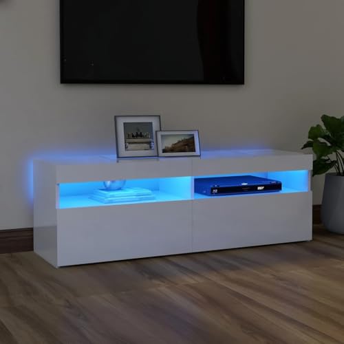 KTHLBRH TV-Schrank mit LED-Leuchten Hochglanz-Weiß Sideboard hängend kommode Fernseher Tisch Fernseher Schrank 120x35x40 cm von KTHLBRH