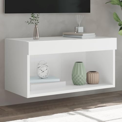 KTHLBRH TV-Schrank mit LED-Leuchten Weiß Sideboard hängend Fernseher Tisch Sideboard Wohnzimmer tv Board 60x30x30 cm KTHLBRH TV-Schrank mit LED-Leuchten Weiß Sideboard hängend Fernseher Tisch Sideboard Wohnzimmer tv Board 60x30x30 cm von KTHLBRH