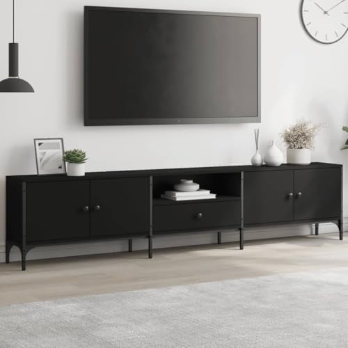 KTHLBRH TV-Schrank mit Schublade Schwarz Multifunktionaler TV-Ständer TV Regal für Empfangsraum Schlafzimmer 200x25x44 cm Holzwerkstoff von KTHLBRH