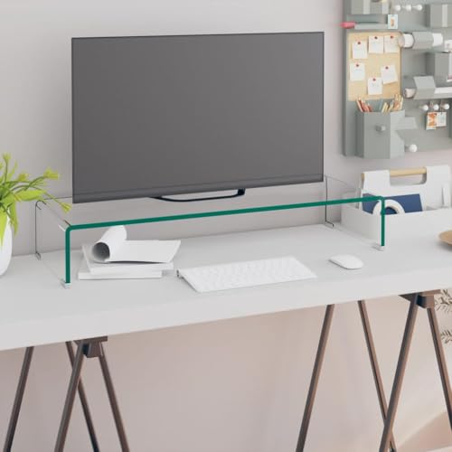 KTHLBRH TV-Tisch/Bildschirmerhöhung Glas Transparent Sideboard hängend Fernsehtisch lowboard Sideboard Wohnzimmer 80x30x13 cm von KTHLBRH