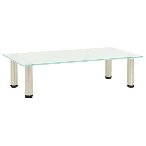 KTHLBRH TV-Tisch Moderner TV-Tisch mit Hartglas-Konstruktion und Edelstahlgestell für Wohn- und Schlafzimmer. 60x35x17 cm Satiniertes Hartglas von KTHLBRH