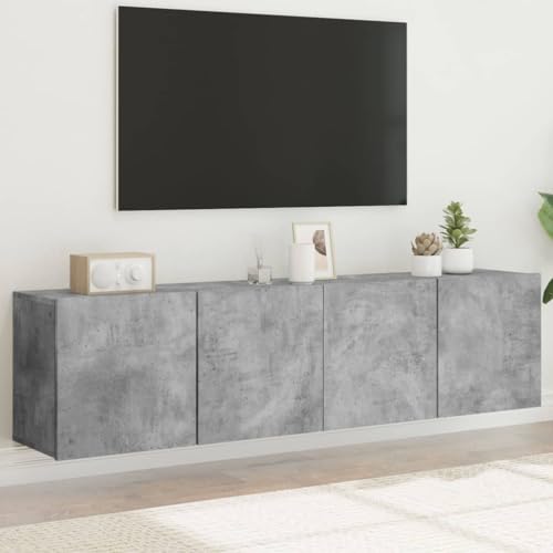 KTHLBRH TV-Wandschränke 2 STK. Betongrau tv möbel Konsolentisch mit Schubladen lowboard Fernsehschrank 80x30x41 cm von KTHLBRH