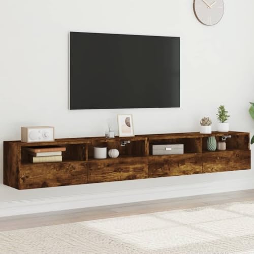 KTHLBRH TV-Wandschränke 2 STK. Räuchereiche kommode hängeschrank Fernsehschrank Fernseher Schrank 100x30x30 cm Holzwerkstoff von KTHLBRH