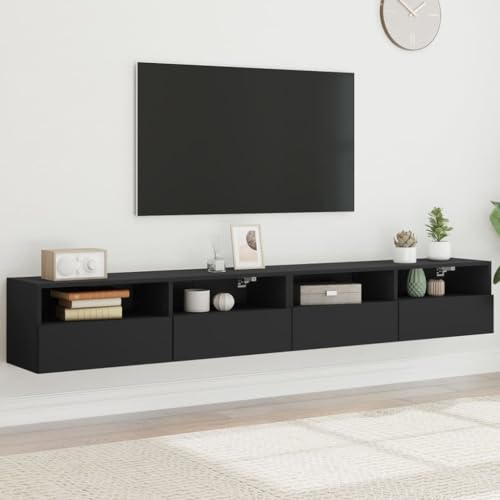 KTHLBRH TV-Wandschränke 2 STK. Schwarz TV Schrank Konsole für Schlafzimmer Wohnzimmer 100x30x30 cm Holzwerkstoff von KTHLBRH
