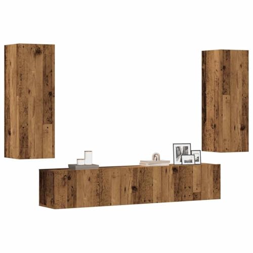 KTHLBRH TV-Wandschränke 4 STK. Altholz-Optik Holzwerkstoff Fernsehschrank Sideboard hängend wohnzimmerschrank tv kommode von KTHLBRH