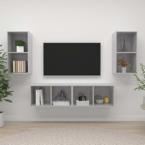 KTHLBRH TV-Wandschränke 4 STK. Betongrau Holzwerkstoff Couchtisch tv möbel lowboard wohnzimmerschrank KTHLBRH TV-Wandschränke 4 STK. Betongrau Holzwerkstoff Couchtisch tv möbel lowboard wohnzimmerschrank von KTHLBRH