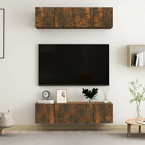 KTHLBRH TV-Wandschränke 4 STK. Räuchereiche Wandmontierbarer TV-Schrank mit Stauraum und Türen aus Holzwerkstoff 60x30x30 cm Holzwerkstoff KTHLBRH TV-Wandschränke 4 STK. Räuchereiche Wandmontierbarer TV-Schrank mit Stauraum und Türen aus Holzwerkstoff 60x30x30 cm Holzwerkstoff von KTHLBRH