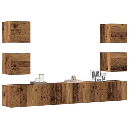 KTHLBRH TV-Wandschränke 6 STK. Altholz-Optik Holzwerkstoff Wohnzimmerschrank TV Regal für Wohnzimmer Arbeitszimmer von KTHLBRH