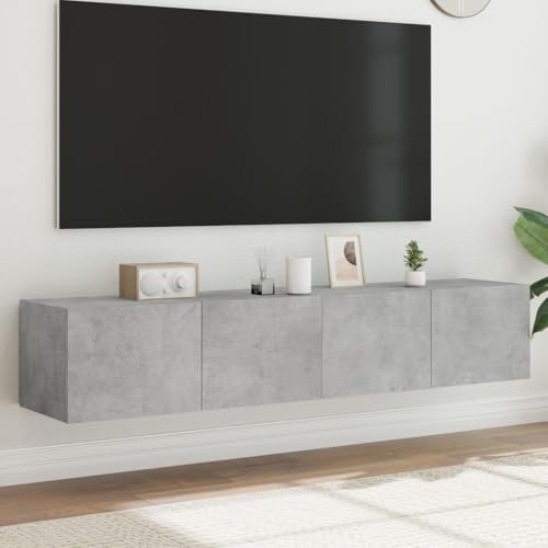 KTHLBRH TV-Wandschränke mit LED-Leuchten 2 STK. Betongrau Multifunktionaler TV-Ständer TV Regal für Büro Schlafzimmer 80x35x31 cm von KTHLBRH