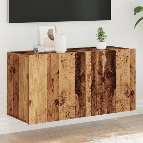 KTHLBRH TV-Wandschrank Altholz-Optik Fernsehtisch tv ständer wohnzimmerschrank Fernseher kommode 80x30x41 cm von KTHLBRH