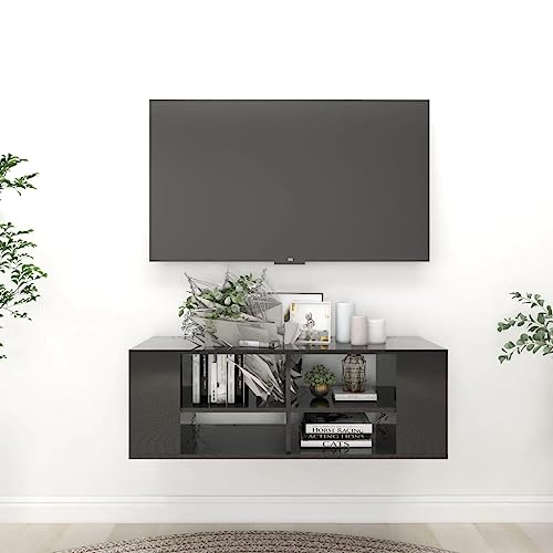 KTHLBRH TV-Wandschrank Hochglanz-Schwarz Sideboard Wohnzimmer Fernsehschrank tv unterschrank kommode 102x35x35 cm Holzwerkstoff von KTHLBRH
