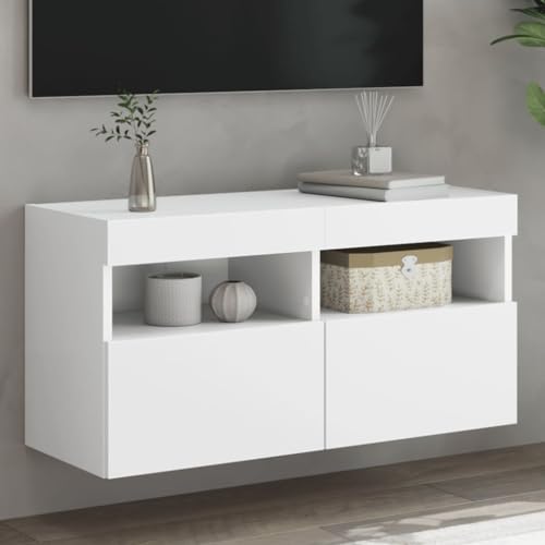 KTHLBRH TV-Wandschrank mit LED-Leuchten Weiß TV Sideboard Fernsehtisch für Schlafzimmer Wohnzimmer 80x30x40 cm KTHLBRH TV-Wandschrank mit LED-Leuchten Weiß TV Sideboard Fernsehtisch für Schlafzimmer Wohnzimmer 80x30x40 cm von KTHLBRH