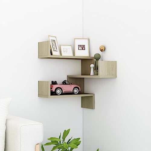 KTHLBRH Wand-Eckregal Sonoma-Eiche Hängeregal Regal für Bad Schlafzimmer 40x40x50 cm Holzwerkstoff von KTHLBRH