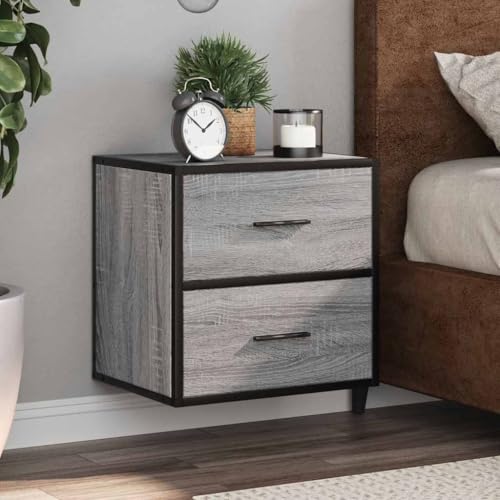 KTHLBRH Wand-Nachttische 2 STK. Grau Sonoma kommode mit schubladen Bedside Table for Schlafzimmer Wohnzimmer 40x31x39,5 cm von KTHLBRH