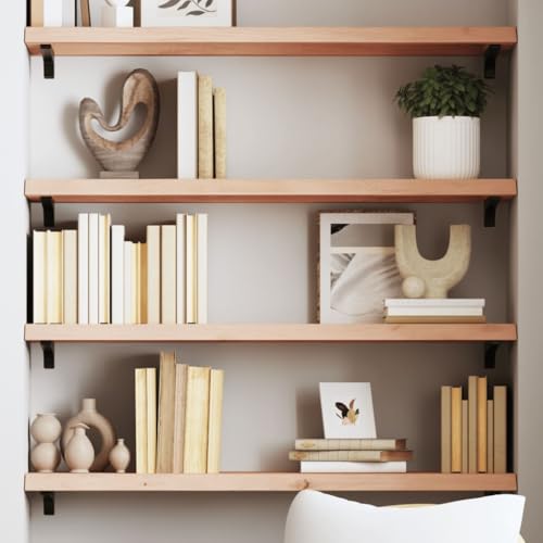 KTHLBRH Wandregal Aufbewahrungsregal Regal für Deko für Wohnzimmer Schlafzimmer 80x30x(2-4) cm Massivholz Eiche Unbehandelt von KTHLBRH