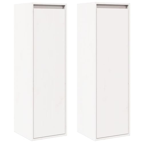 KTHLBRH Wandregal Badezimmer Wandregal Klein Küchenregal Wand Book Shelf - Wandschränke 2 STK. Weiß 30x30x100 cm Massivholz Kiefer für Küchen Balkon Schlafzimmer Wohnzimmer von KTHLBRH