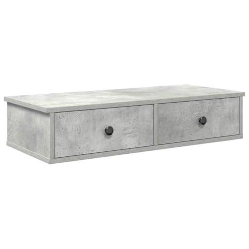 KTHLBRH Wandregal Brett Badregal Pflanzenregal Book Shelf - Wandregal mit Schubladen Betongrau 80x31x17 cm Holzwerkstoff für Schlafzimmer Büro Badezimmer Balkon von KTHLBRH
