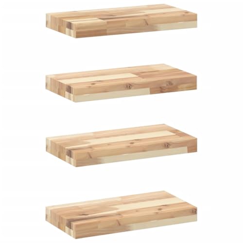 KTHLBRH Wandregal Brett Schweberegale Bücherregal Wand Floating Shelves - Schweberegale 4 STK. 60x20x4 cm Massivholz Akazie Unbehandelt für Wohnzimmer Badezimmer Küchen Balkon KTHLBRH Wandregal Brett Schweberegale Bücherregal Wand Floating Shelves - Schweberegale 4 STK. 60x20x4 cm Massivholz Akazie Unbehandelt für Wohnzimmer Badezimmer Küchen Balkon von KTHLBRH