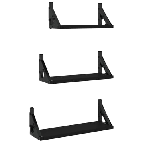 KTHLBRH Wandregal Klein Bücherregal Wand Kleines Regal Wand - 3-TLG. Wandregal-Set Schwarz Holzwerkstoff für Balkon Wohnzimmer Schlafzimmer Küchen KTHLBRH Wandregal Klein Bücherregal Wand Kleines Regal Wand - 3-TLG. Wandregal-Set Schwarz Holzwerkstoff für Balkon Wohnzimmer Schlafzimmer Küchen von KTHLBRH