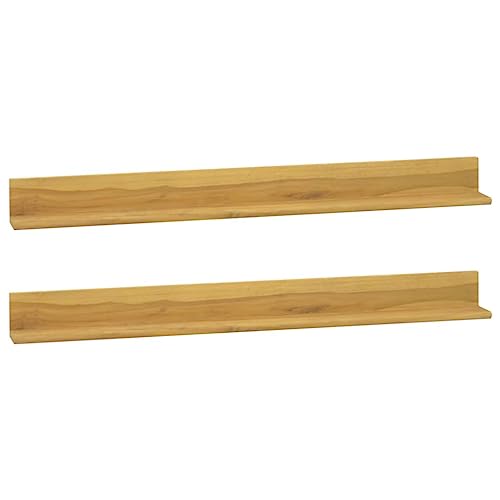 KTHLBRH Wandregale 2 STK. Dekoregal Pflanzenregal für Schlafzimmer Wohnzimmer 110x10x10 cm Massivholz Teak von KTHLBRH
