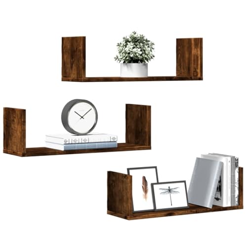 KTHLBRH Wandregale 3 STK. Räuchereiche Regal für Deko Bücherregal für Bad Küche 58x18x18 cm Holzwerkstoff KTHLBRH Wandregale 3 STK. Räuchereiche Regal für Deko Bücherregal für Bad Küche 58x18x18 cm Holzwerkstoff von KTHLBRH