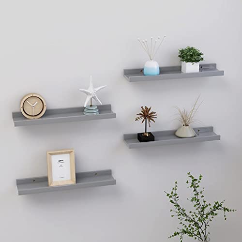 KTHLBRH Wandregale 4 STK. Grau Aufbewahrungsregal Hängeregal für Bad Wohnzimmer 40x9x3 cm KTHLBRH Wandregale 4 STK. Grau Aufbewahrungsregal Hängeregal für Bad Wohnzimmer 40x9x3 cm von KTHLBRH