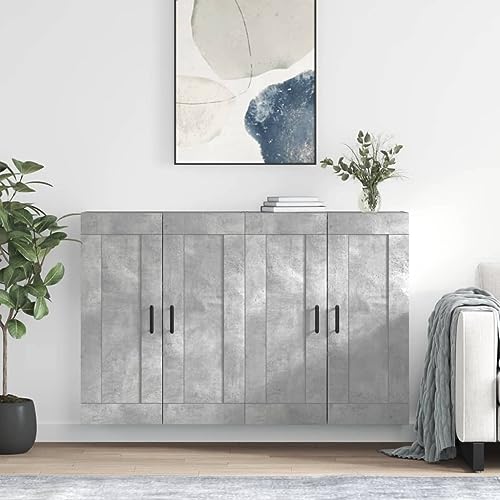 KTHLBRH Wandschränke 2 STK. Betongrau Holzwerkstoff sideboards gartenschrank for Innenraum Wohnzimmer von KTHLBRH