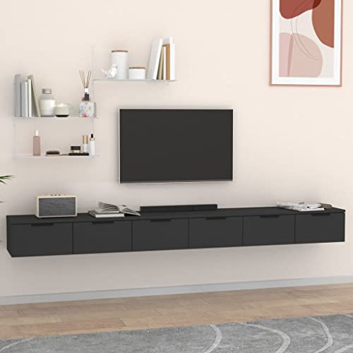 KTHLBRH Wandschränke 2 STK. Schwarz Wandboard Regal für Deko für Wohnzimmer Küche 102x30x20 cm Holzwerkstoff von KTHLBRH