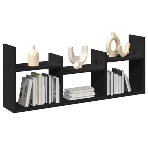 KTHLBRH Wandschrank Aufbewahrungsregal Bücherregal für Bad Schlafzimmer 100x18x40 cm Schwarz Holzwerkstoff von KTHLBRH