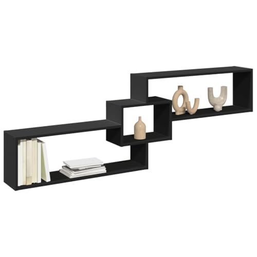 KTHLBRH Wandschrank Aufbewahrungsregal Hängeregal für Schlafzimmer Wohnzimmer 158x18x53 cm Schwarz Holzwerkstoff von KTHLBRH