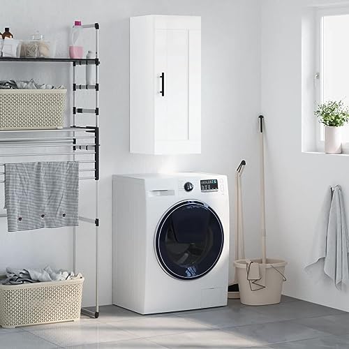 KTHLBRH Wandschrank Hochglanz-Weiß gartenschrank gartenschrank for Innenraum Schlafzimmer 34,5x34x90 cm Holzwerkstoff von KTHLBRH