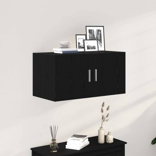 KTHLBRH Wandschrank Schwarz Eichen-Optik Hängeregal Schwebendes Wandregal für Küche Schlafzimmer 80x39x40 cm Holzwerkstoff KTHLBRH Wandschrank Schwarz Eichen-Optik Hängeregal Schwebendes Wandregal für Küche Schlafzimmer 80x39x40 cm Holzwerkstoff von KTHLBRH