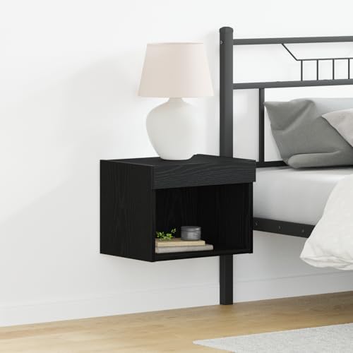 KTHLBRH Wandschrank mit LED-Leuchten Schwarz Eiche kommode hängeschrank tv kommode HiFi Rack 40x30x30 cm von KTHLBRH
