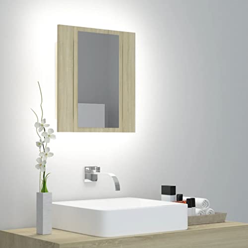 KTHLBRH Waschbecken UVnterschrank Waschbeckenunterschrank LED-Bad-Spiegelschrank Sonoma-Eiche 40x12x45 cm Acryl von KTHLBRH