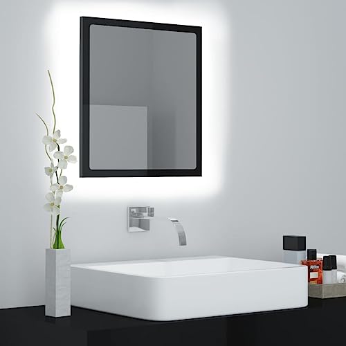 KTHLBRH Waschbecken UVnterschrank Waschbeckenunterschrank LED-Badspiegel Hochglanz-Schwarz 40x8,5x37 cm Acryl von KTHLBRH