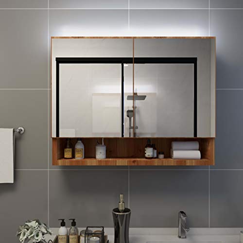 KTHLBRH Waschbecken UVnterschrank Waschbeckenunterschrank LED-Spiegelschrank fürs Bad Eiche 80x15x60 cm MDF von KTHLBRH