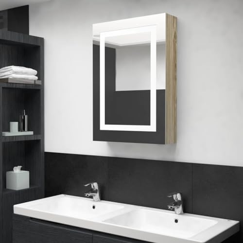 KTHLBRH Waschbecken UVnterschrank Waschbeckenunterschrank LED-Spiegelschrank fürs Bad Eichenoptik 50x13x70 cm von KTHLBRH