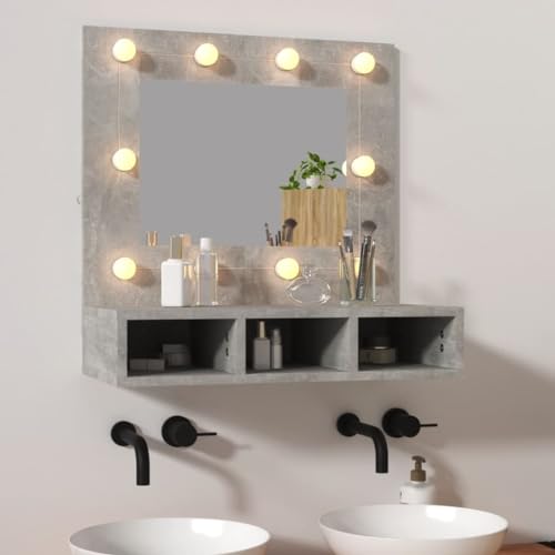 KTHLBRH Waschbecken UVnterschrank Waschbeckenunterschrank Spiegelschrank mit LED Betongrau 60x31,5x62 cm von KTHLBRH