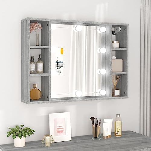 KTHLBRH Waschbecken UVnterschrank Waschbeckenunterschrank Spiegelschrank mit LED Grau Sonoma 76x15x55 cm von KTHLBRH