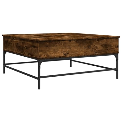 Lounge Tisch Outdoor Kleiner Beistelltisch Outdoor Wohnzimmer Möbel Schmaler Beistelltisch - Couchtisch Räuchereiche 95x95x45 cm Holzwerkstoff und Metall für Wohnzimmer Garten Schlafzimmer Küche von KTHLBRH
