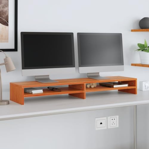 Monitorständer Wachsbraun tv ständer Couchtisch hängeschrank Sideboard Wohnzimmer 100x24x13 cm Massivholz Kiefer von KTHLBRH