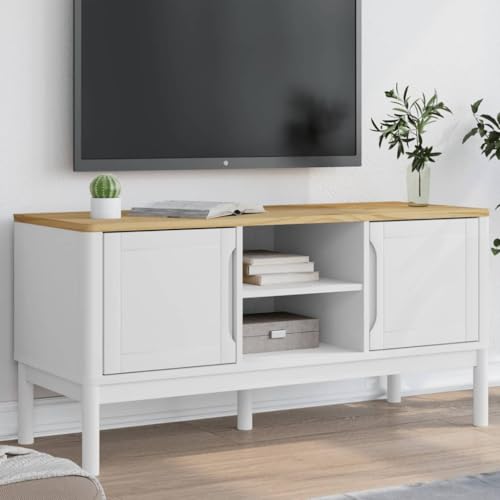 TV-Schrank Floro Weiß TV Schrank TV Regal für Büro Empfangsraum 114x43x55 cm Massivholz Kiefer TV-Schrank Floro Weiß TV Schrank TV Regal für Büro Empfangsraum 114x43x55 cm Massivholz Kiefer von KTHLBRH